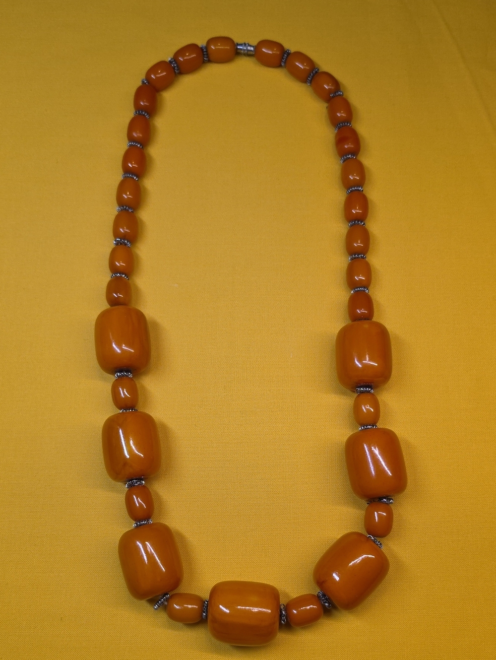 Art Deco Style Graduated Orange Bead Necklace ▪︎ Likely Bakelite ▪︎ UNIQUE PIECE